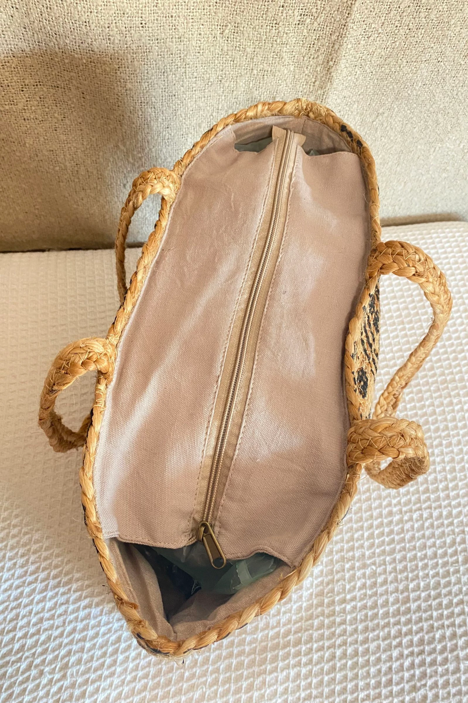 Grote jute tote tas met zwarte bloemen – photo 9